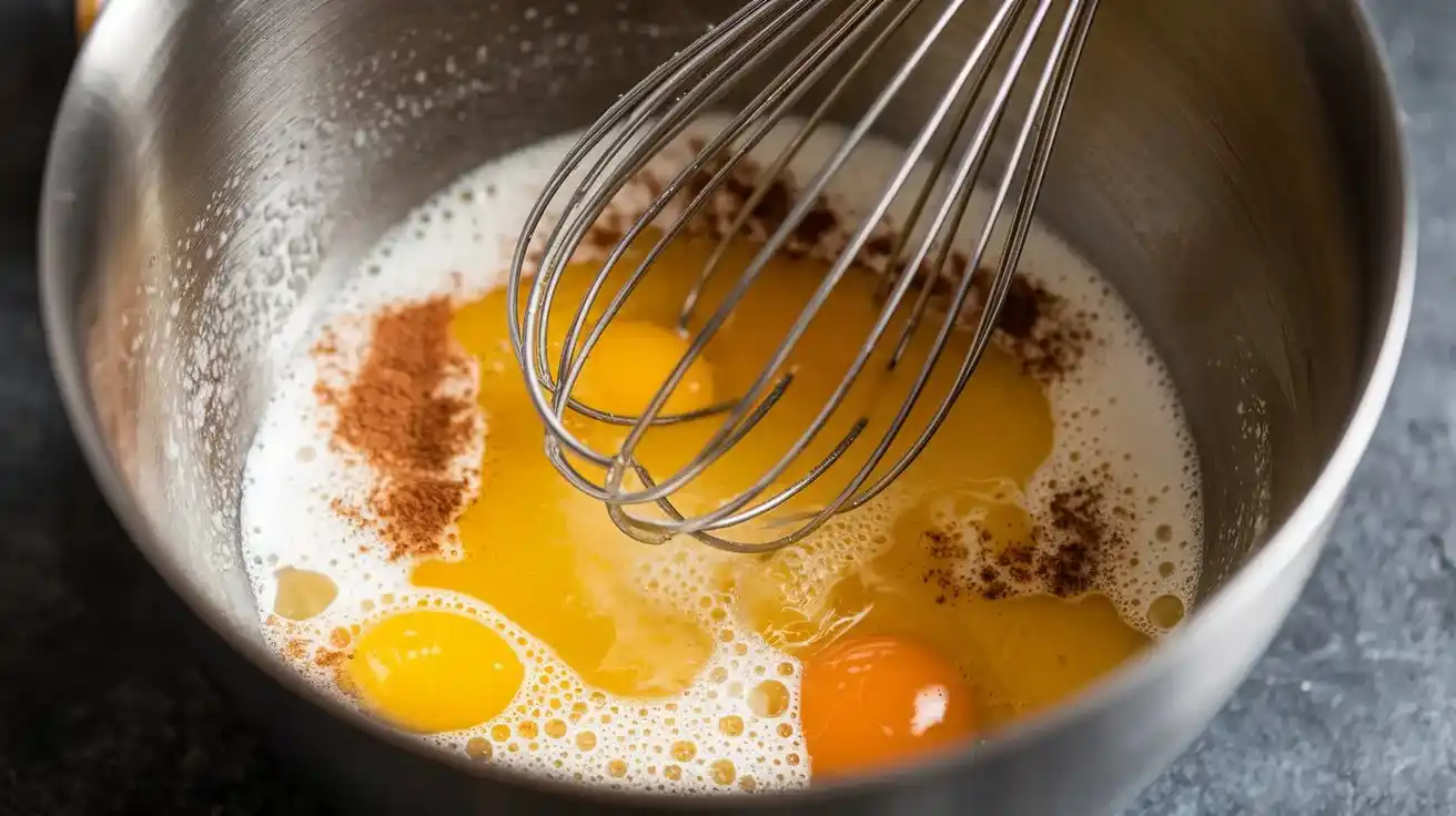 Zutaten für das French Toast Rezept werden in einer Schüssel verrührt