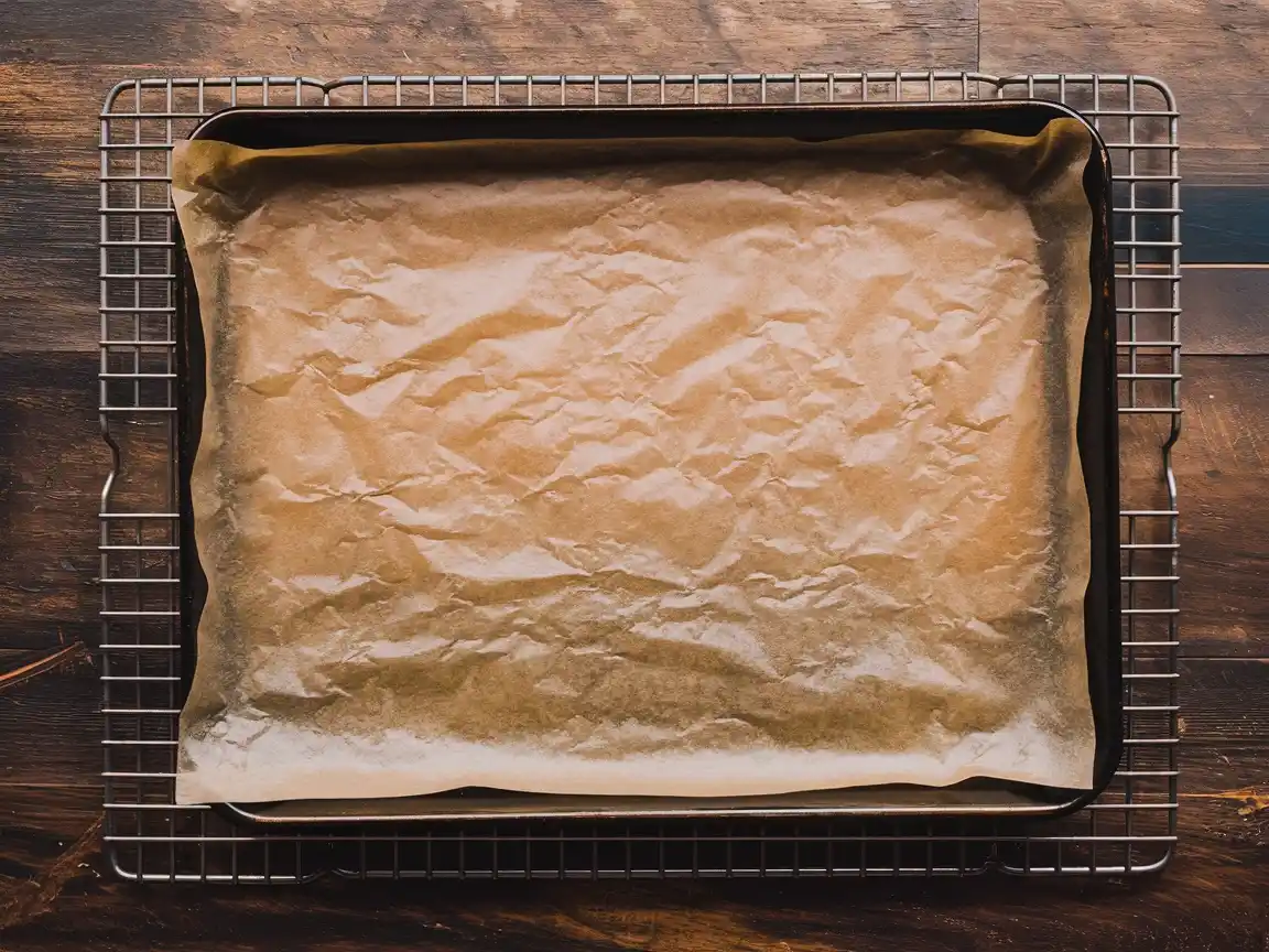 Vorbereitetes Backblech für Biskuitrolle Rezept