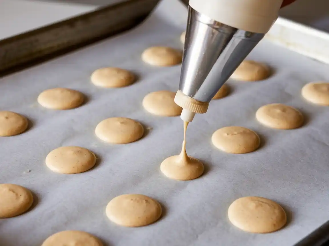 Macarons auf Backblech spritzen