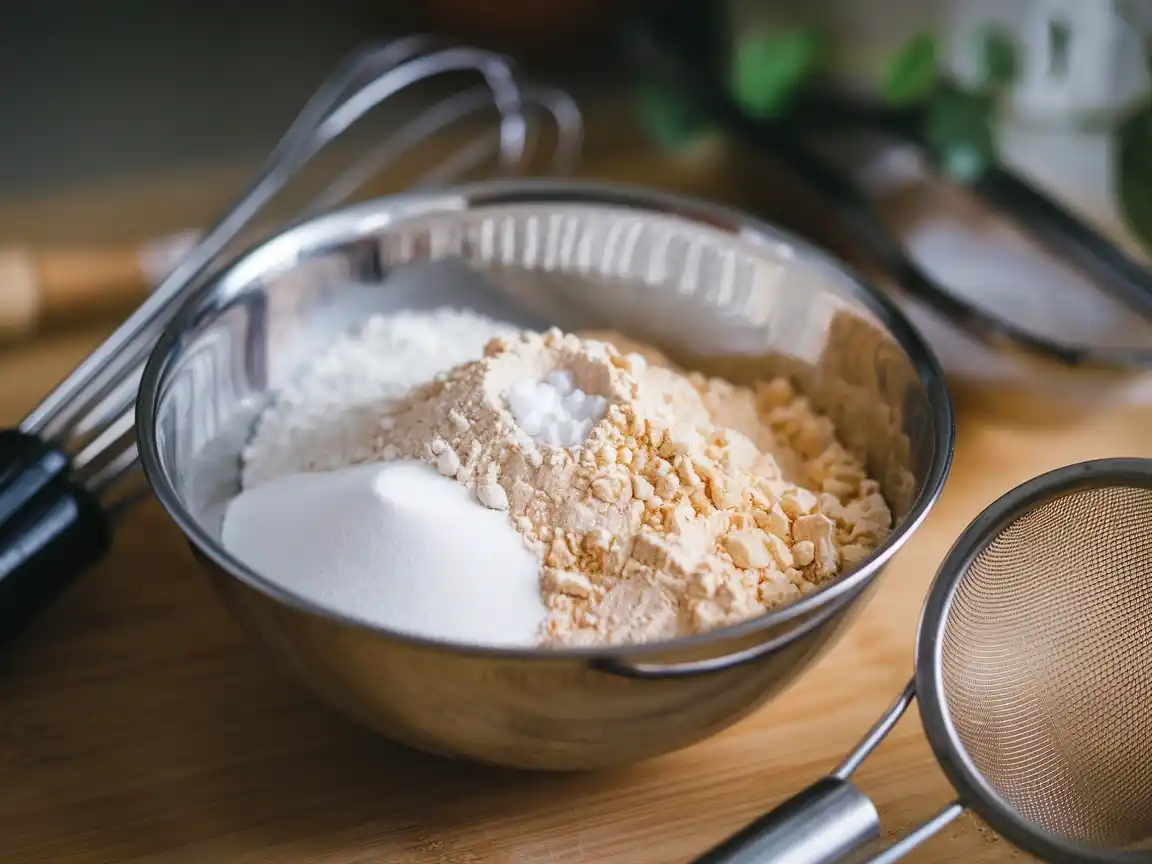 Mehl und Backpulver für Biskuitrolle Rezept