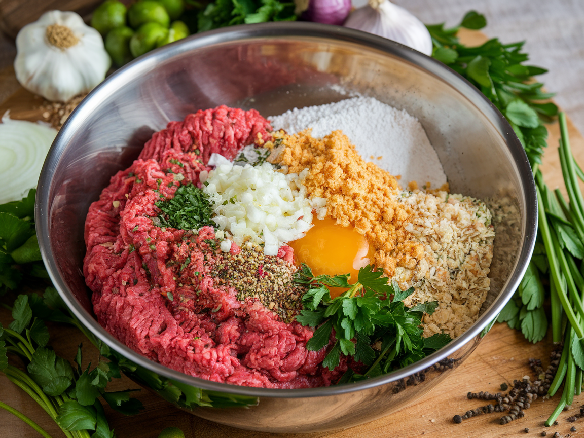 Köfte Rezept - Mischungen für köstliche Köfte in einer Schüssel