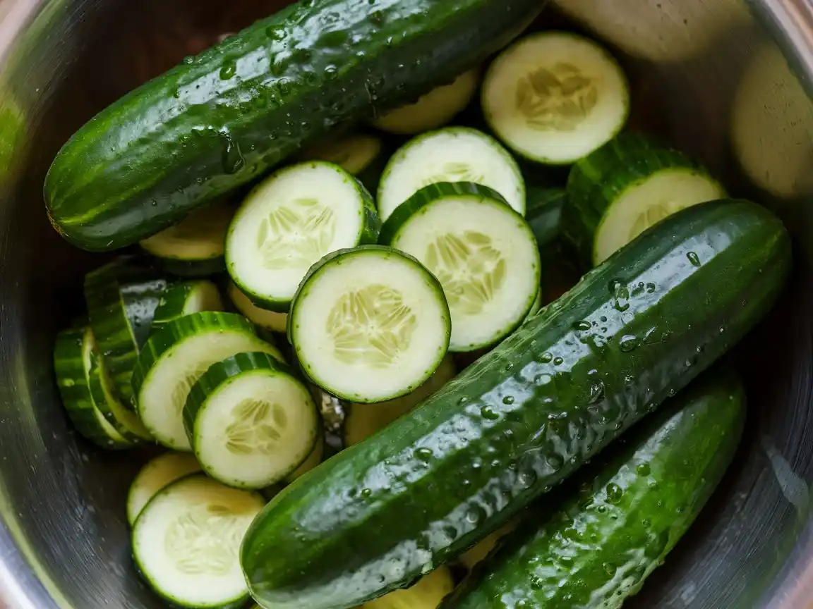 Frisch geschnittene Gurken für Gurkensalat