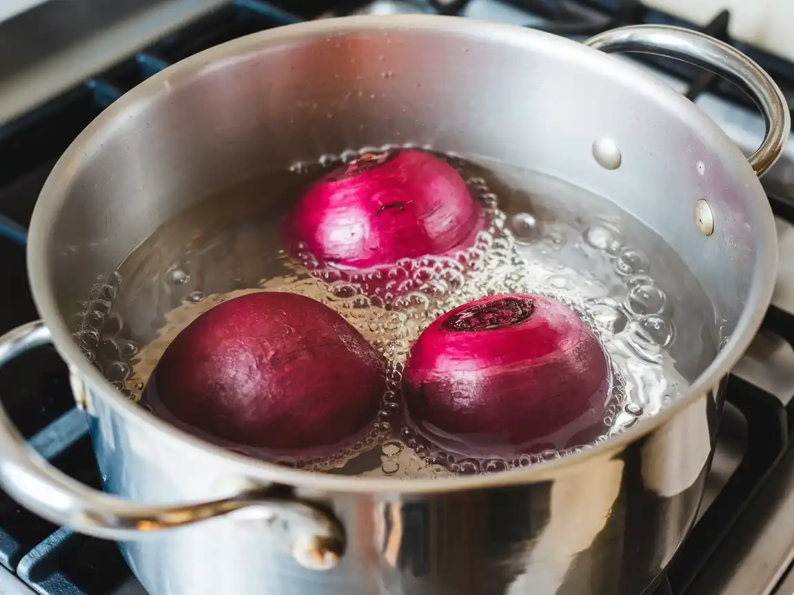 Rote Beten kochen für den Rote Bete Apfel Salat.