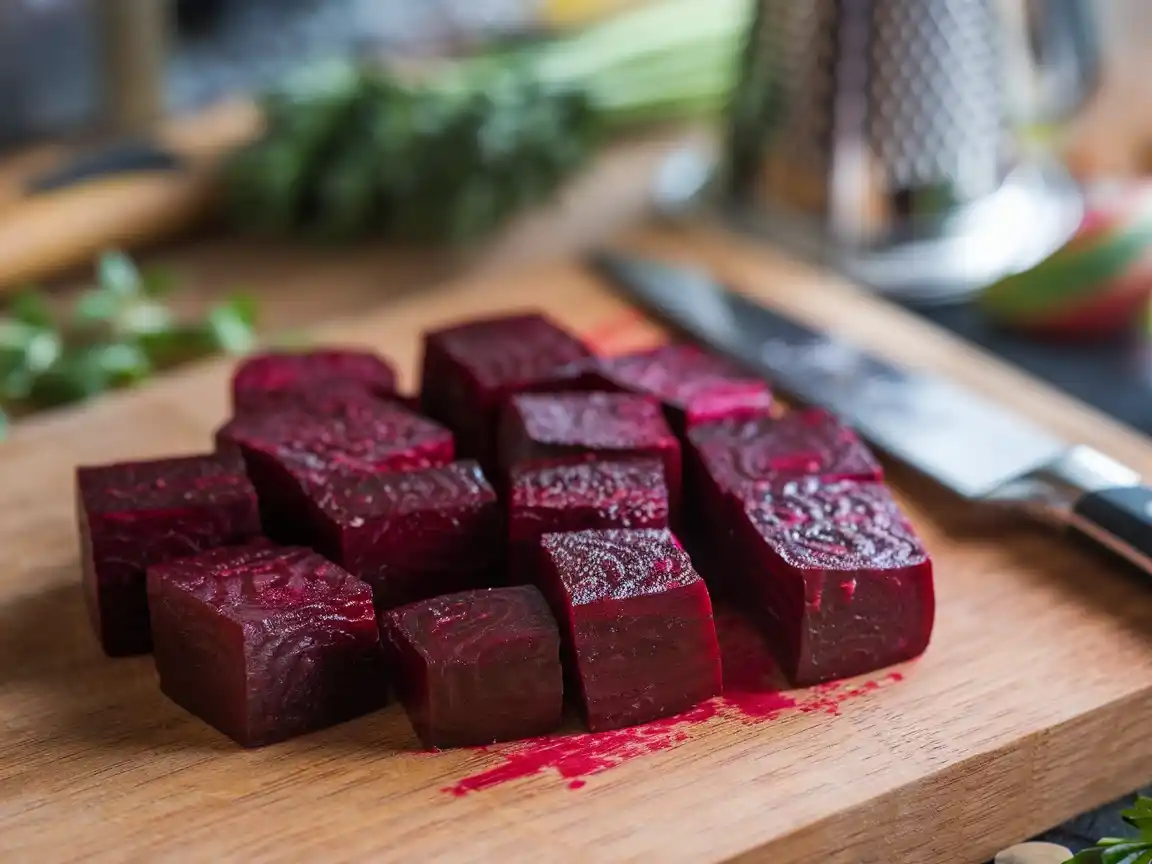 Gewürfelte Rote Bete für den Rote Bete Apfel Salat