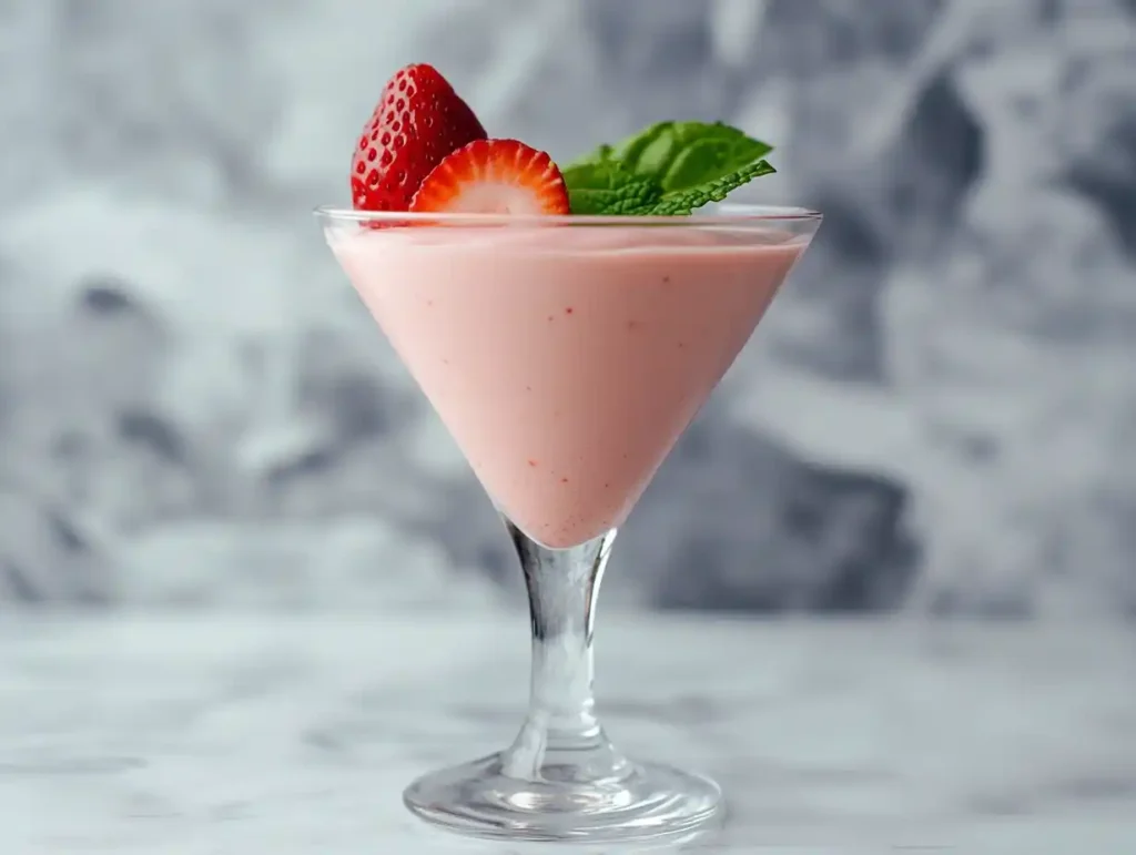 reme Erdbeeren im Glas mit Erdbeeren und Minze