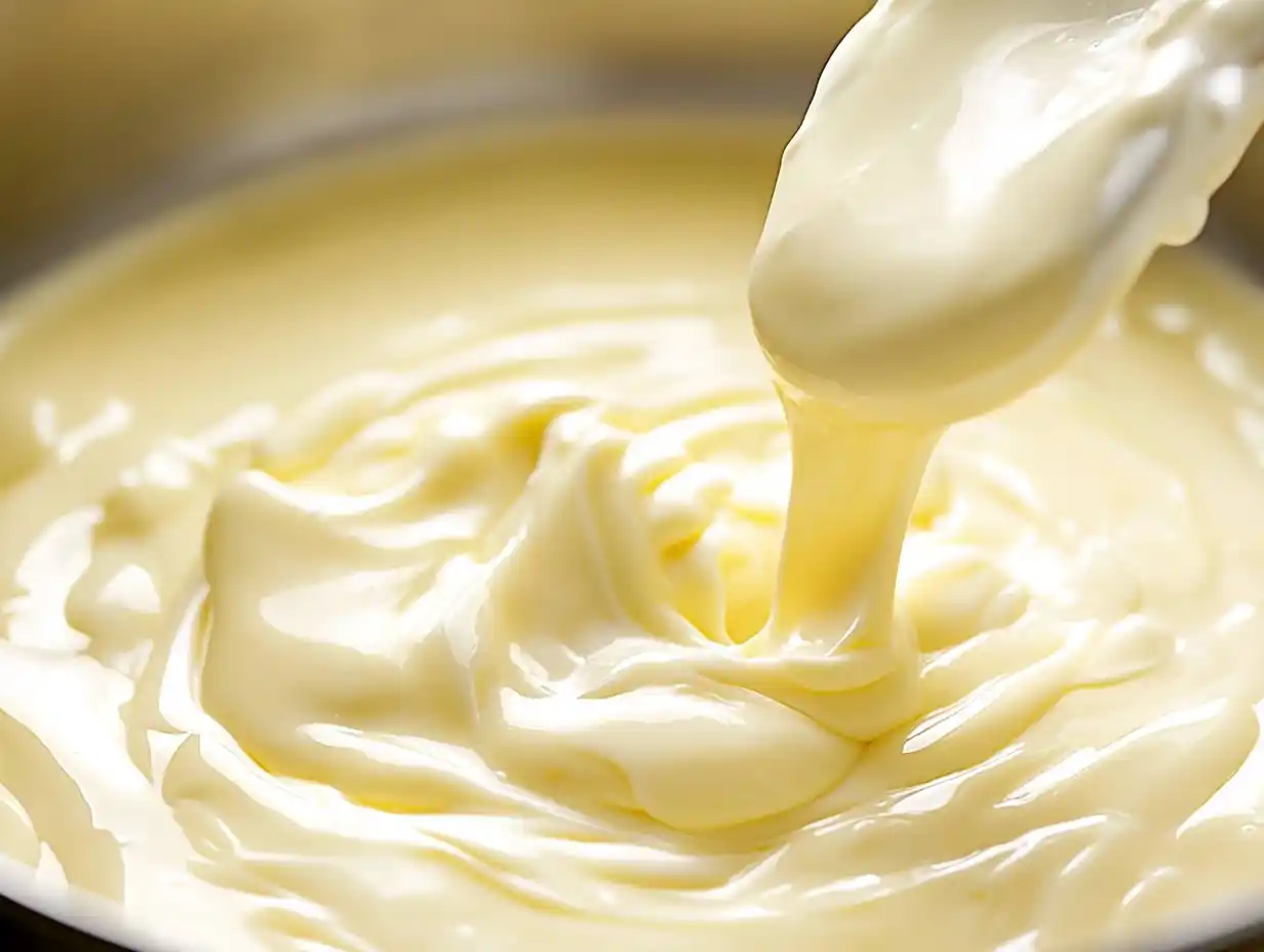 Zitronencreme DDR ohne Gelatine – Eiermischung zur Milch geben.
