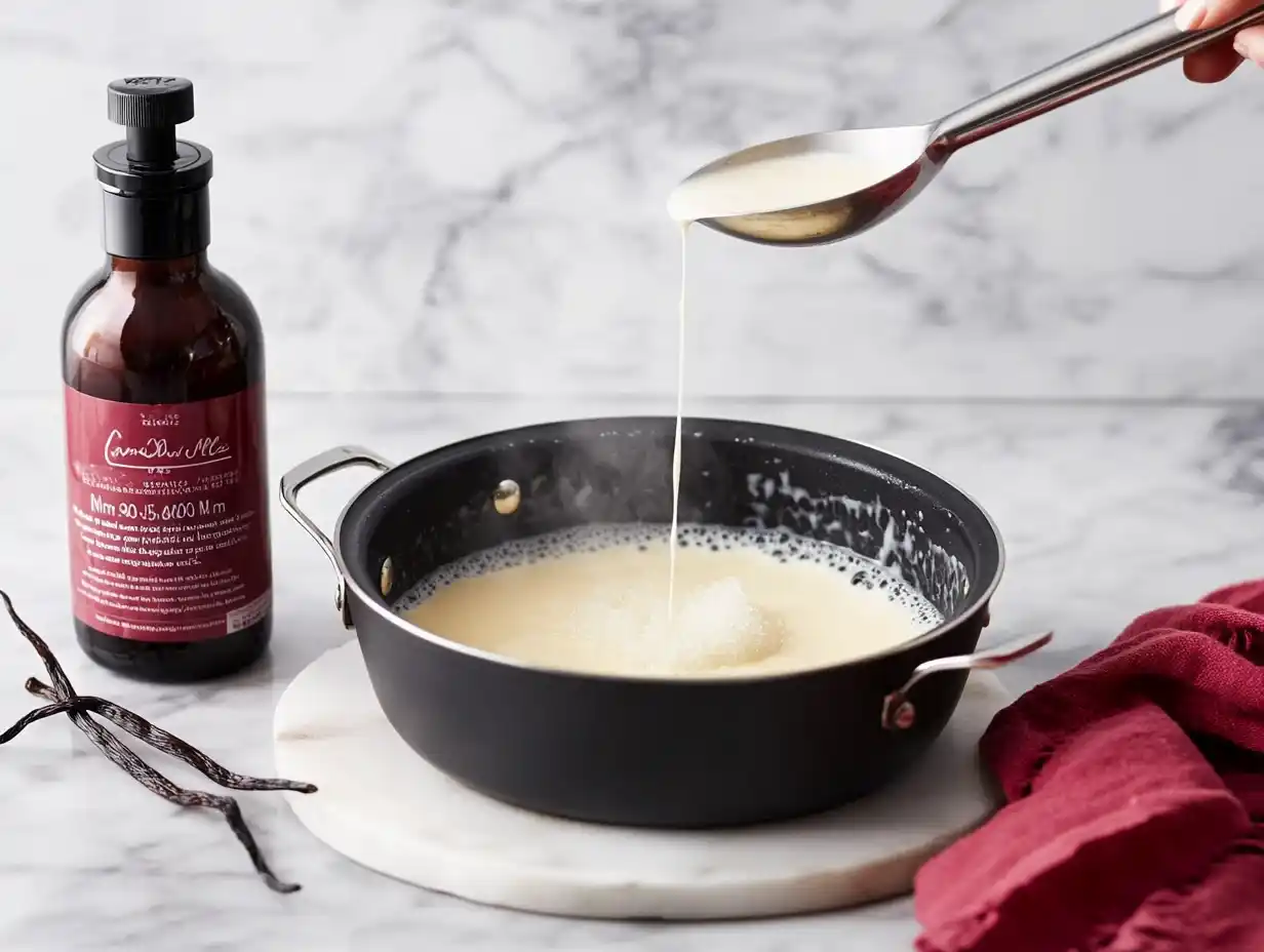 Vanillepudding vegan – Zucker und Vanille in Milch geben