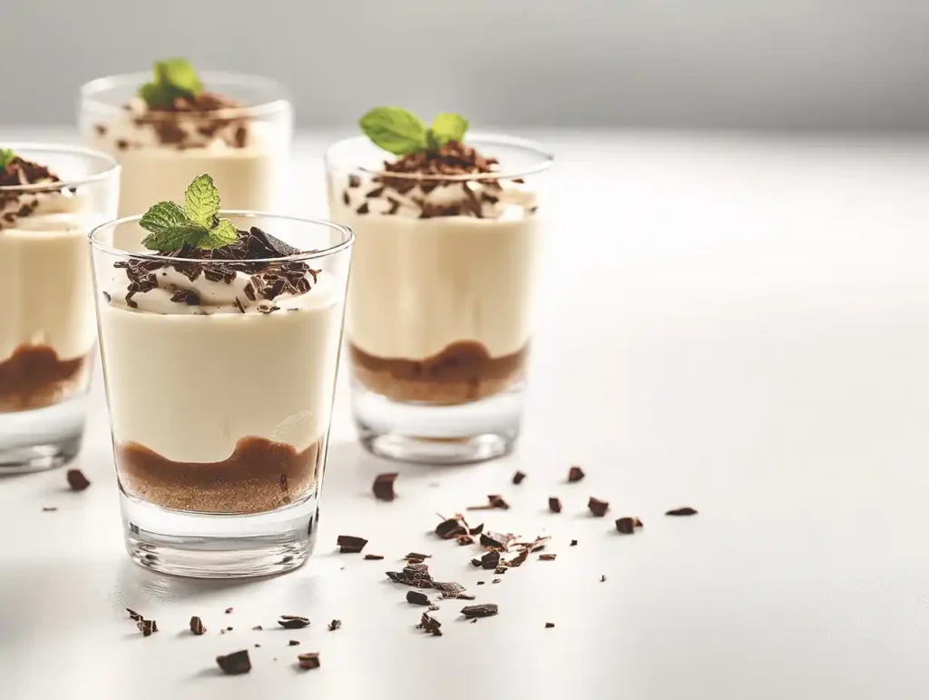 Mascarpone Creme Schoko mit Schokoladencurls im Glas
