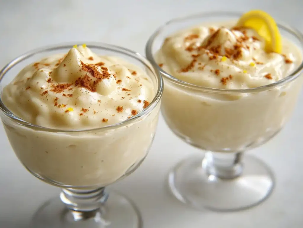 Vanillepudding vegan im Glas mit frischen Himbeeren