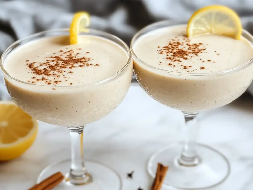 Zwei Gläser Vanillepudding vegan mit Zimt und Zitronenzeste