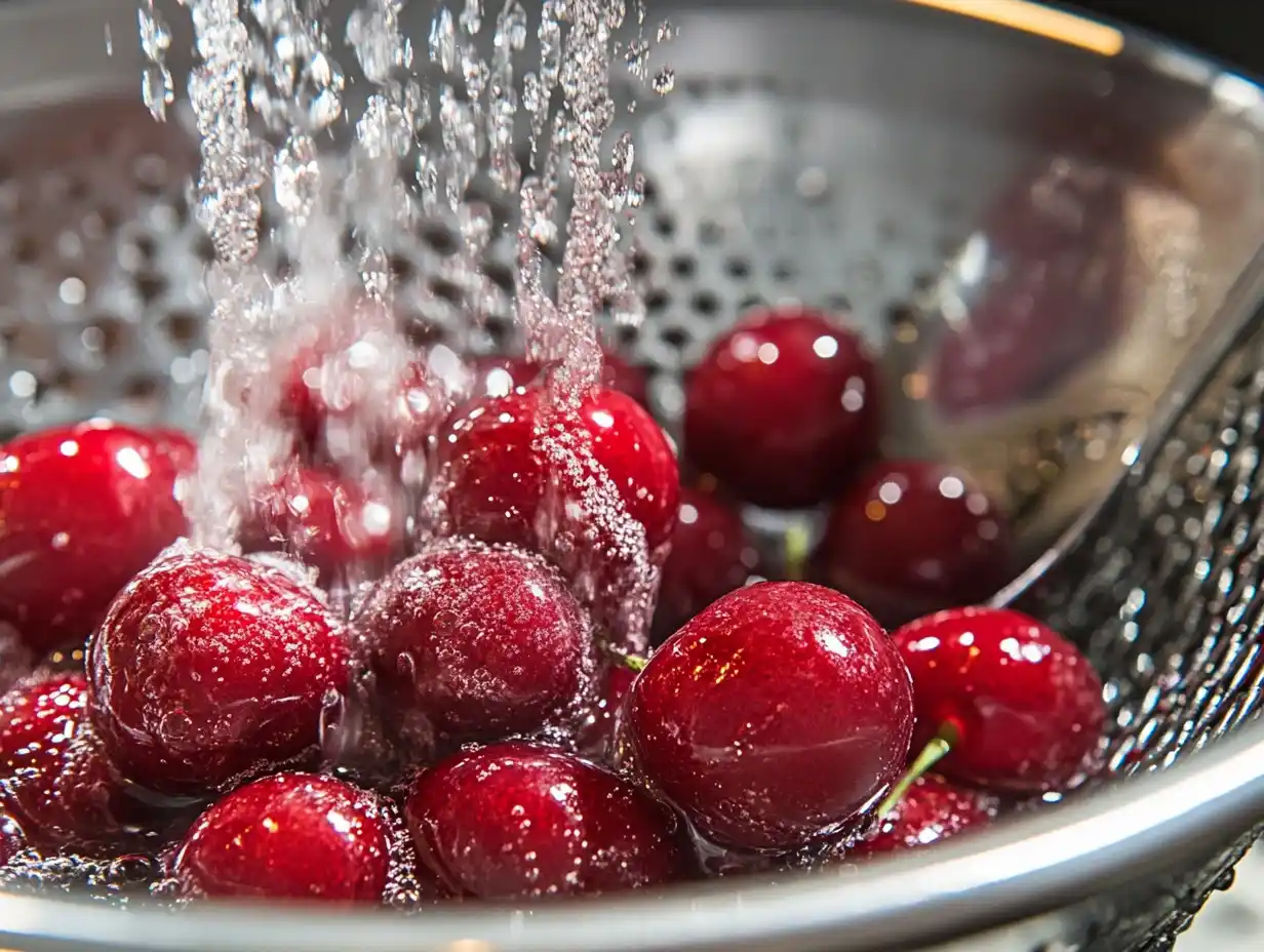 Frische Kirschen für die Kirsch Tortenfüllung vorbereiten