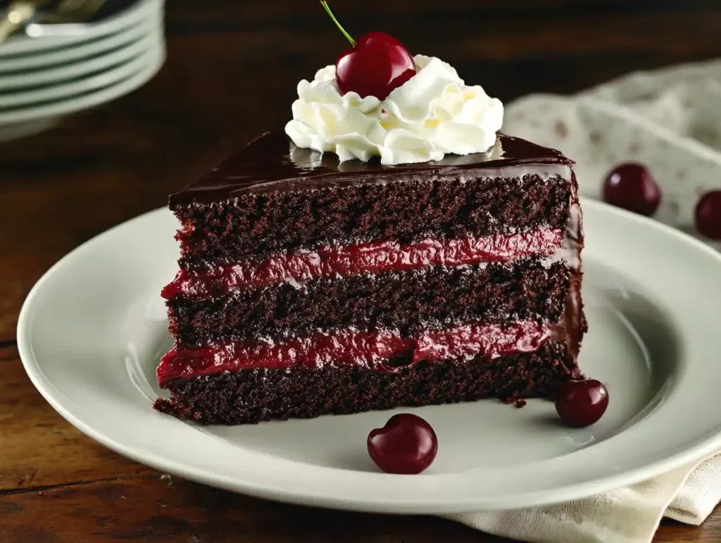 Kirsch Tortenfüllung in einer Schoko Kirsch Torte