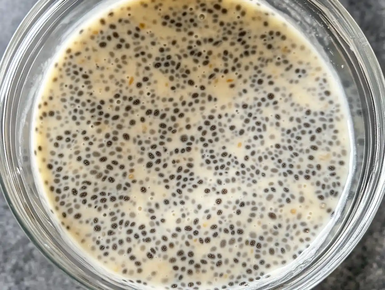Chia Pudding Kokosmilch quellen lassen