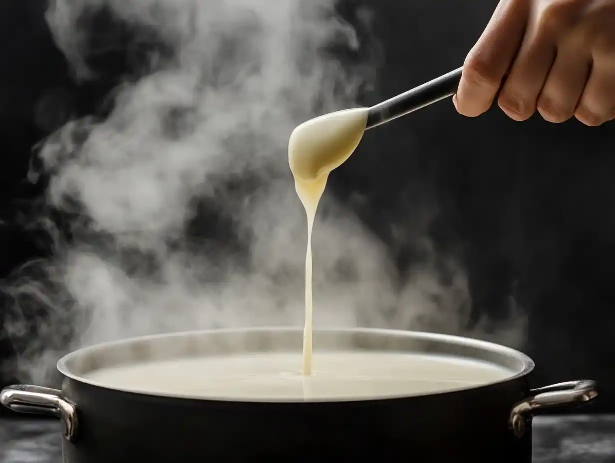 Vanillepudding vegan – Stärkemischung zur Milch hinzufügen