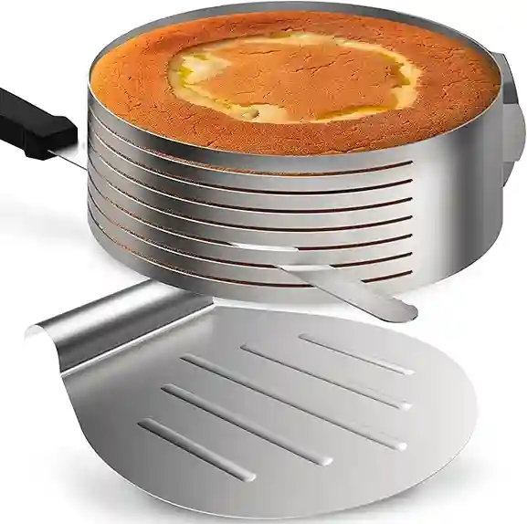 Menz 3-teiliges Kuchen-Schneide-Set mit Edelstahl Tortenboden-Ring, Tortenmesser und Tortenheber.