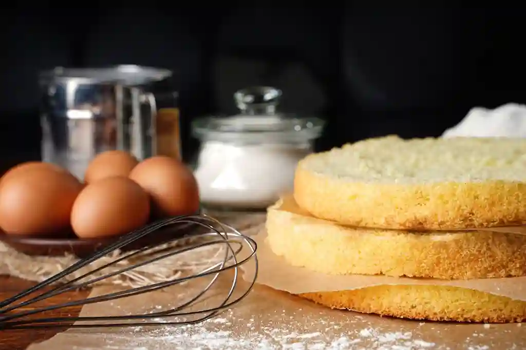 Frisch gebackener glutenfreier Biskuitboden für eine perfekte Torte glutenfrei.
