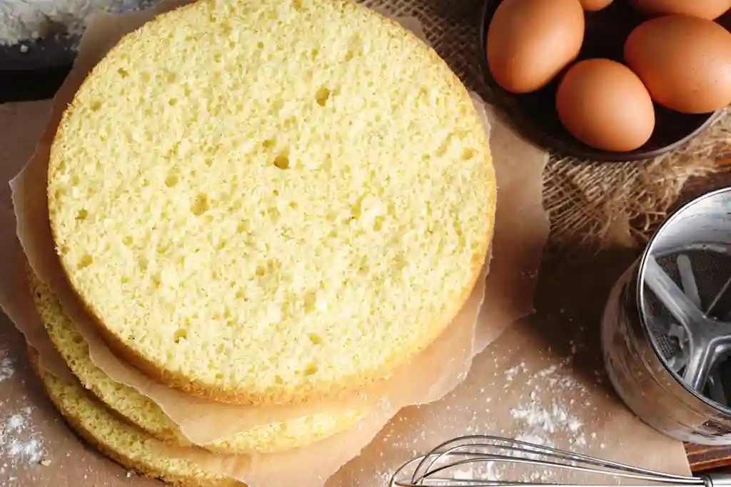 Frisch gebackener glutenfreier Biskuitboden, ideal für glutenfreie Torten und Kuchen.