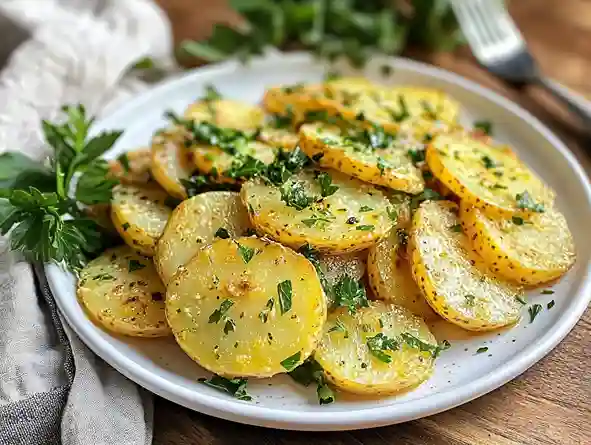 Elegante Servierung von Kartoffelsalat als Beilage Wiener Schnitzel.