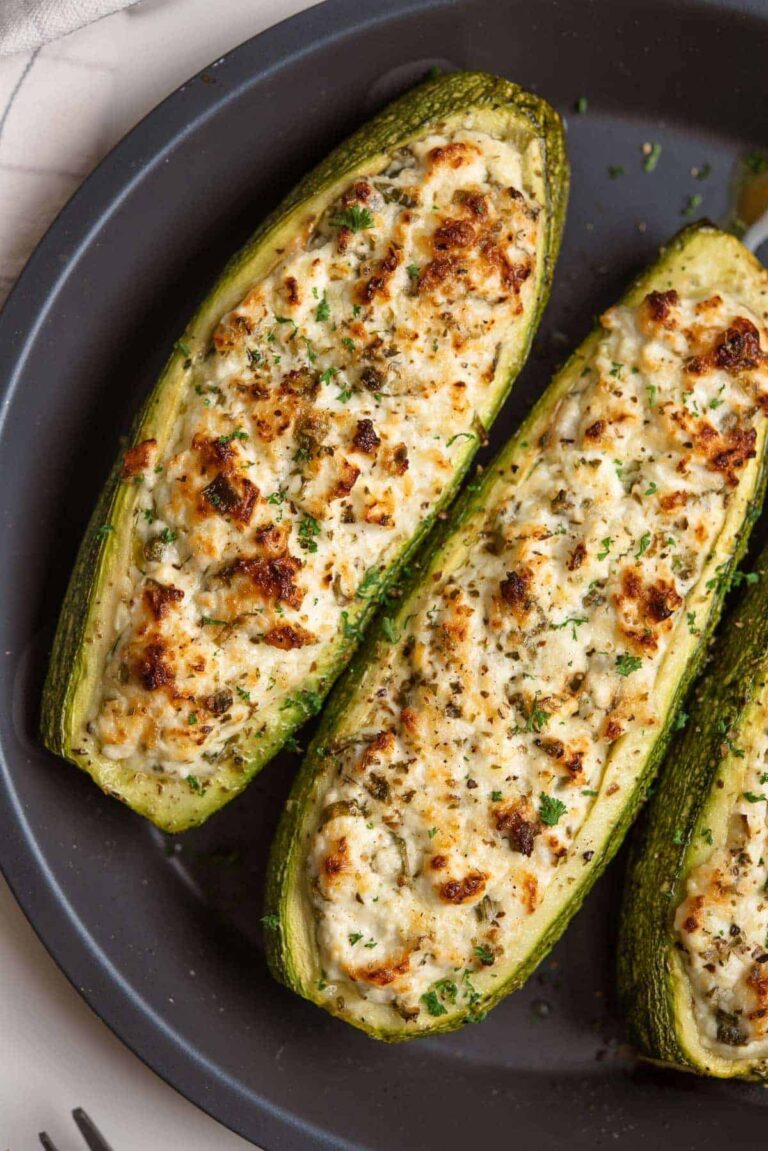Vegetarisch Gefüllte Zucchini Mit Feta – Einfaches Rezept