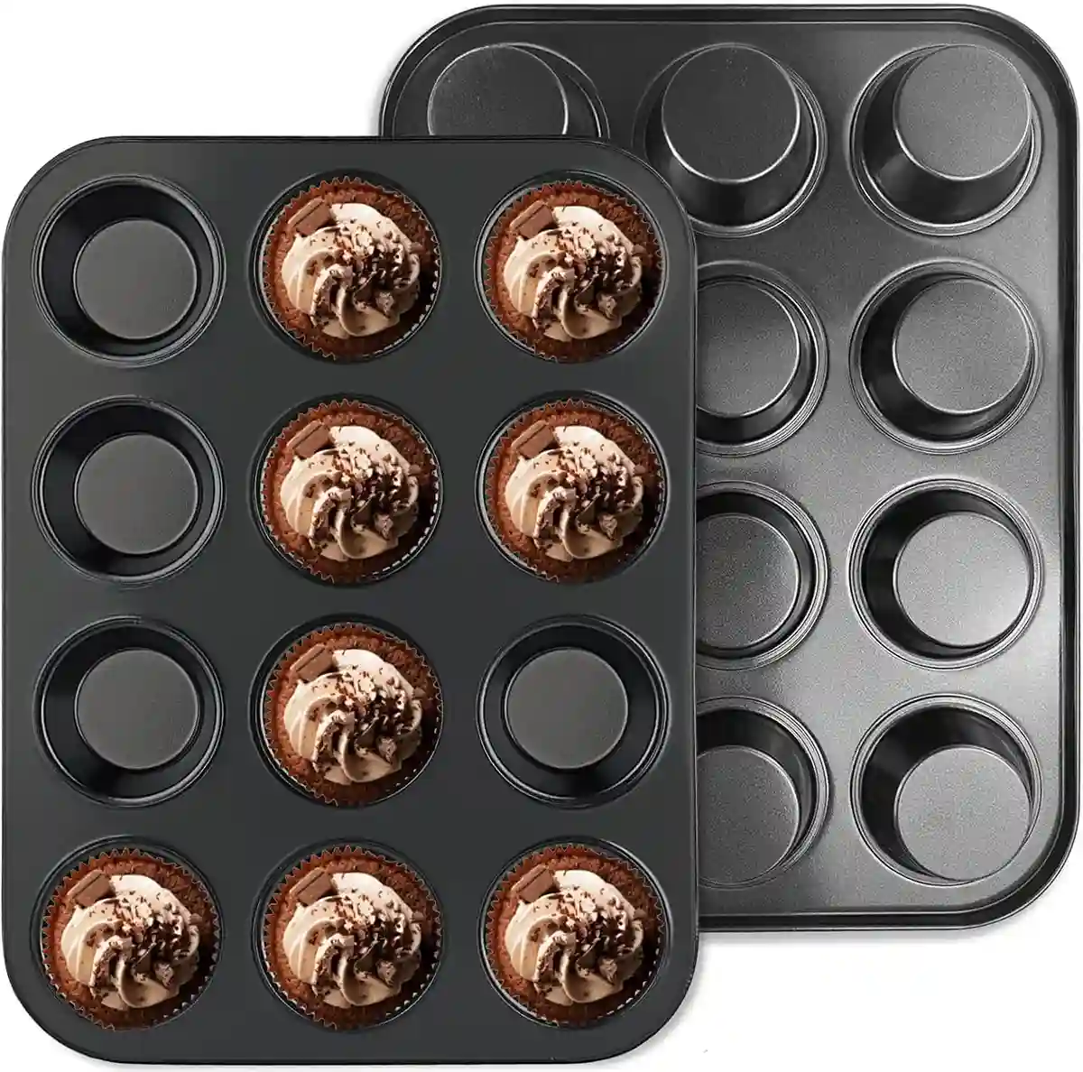 Muffin Tray 2er-Set aus Antihaftmaterial für 24 Muffins, ideal zum Backen von Cupcakes und Brownies.