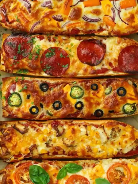 Pizza Baguette mit verschiedenen Belägen – selbst gemacht, ofenfrisch und knusprig gebacken