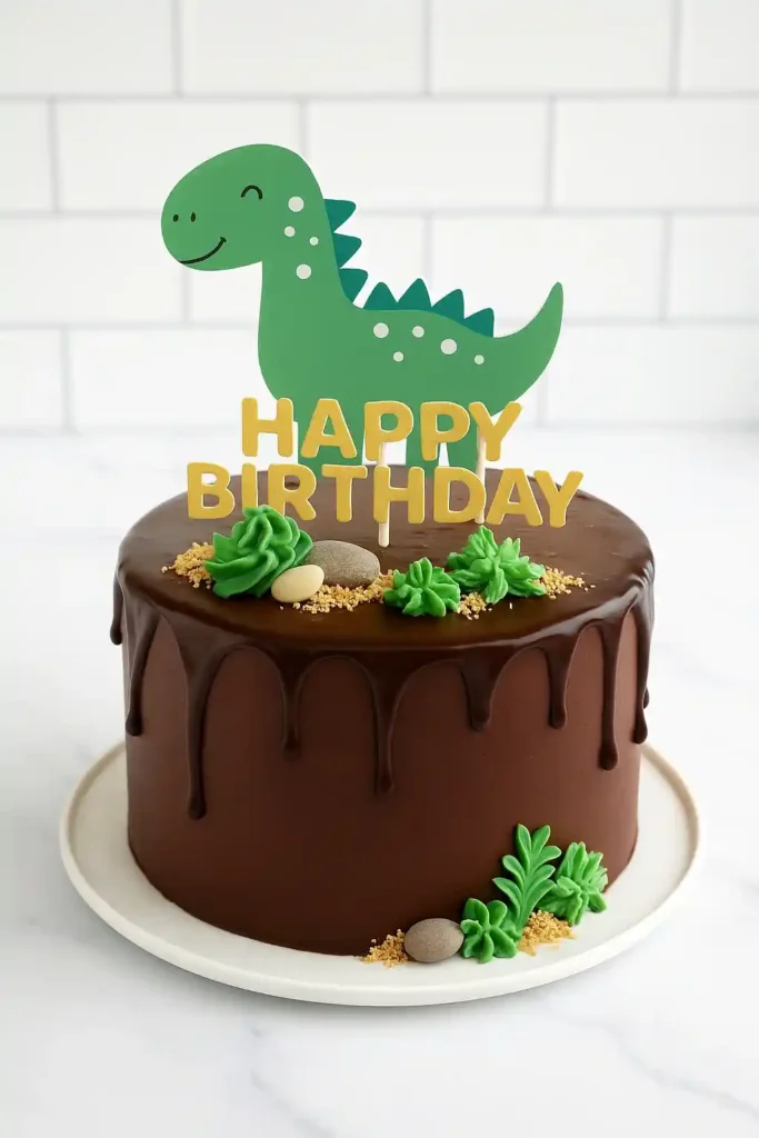 Schokokuchen mit Dinosaurier-Motto – kreative Schokokuchen Deko für Kindergeburtstage und besondere Anlässe.
