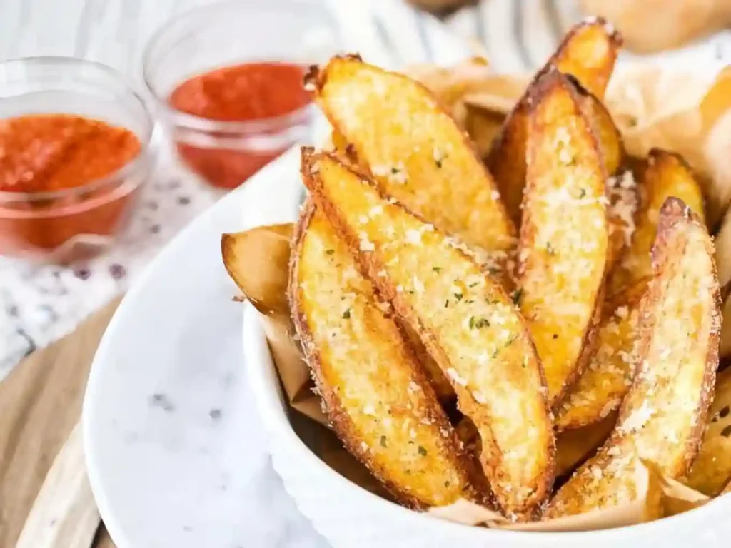 Knusprige Parmesan Kartoffelecken aus der Heißluftfritteuse mit Dip