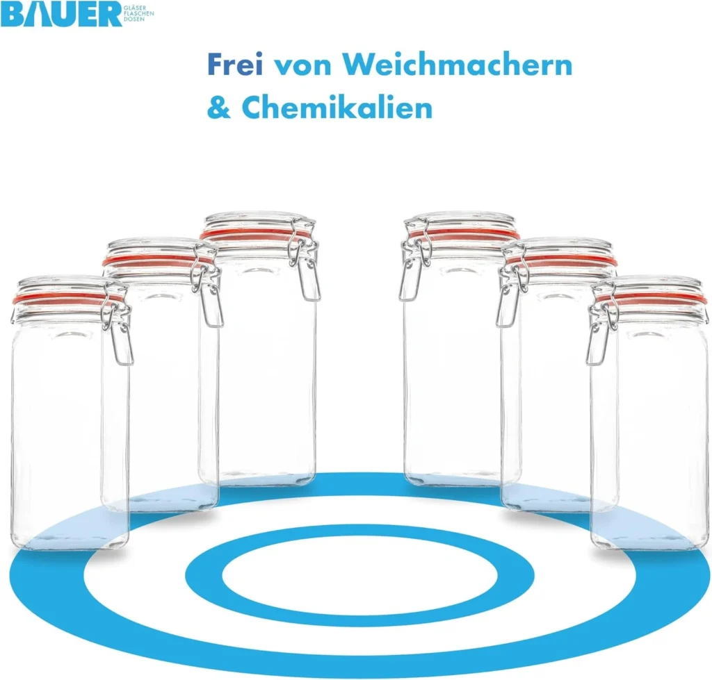 Bügelgläser 1550 ml für Sauerkraut selber machen und Fermentation, BPA-frei, Made in Germany