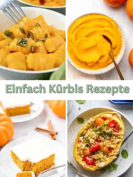 Einfach Kürbis Rezepte – verschiedene Gerichte mit Kürbis wie Kürbis Gnocchi, Kürbispüree, Kürbiskuchen und Spaghettikürbis.