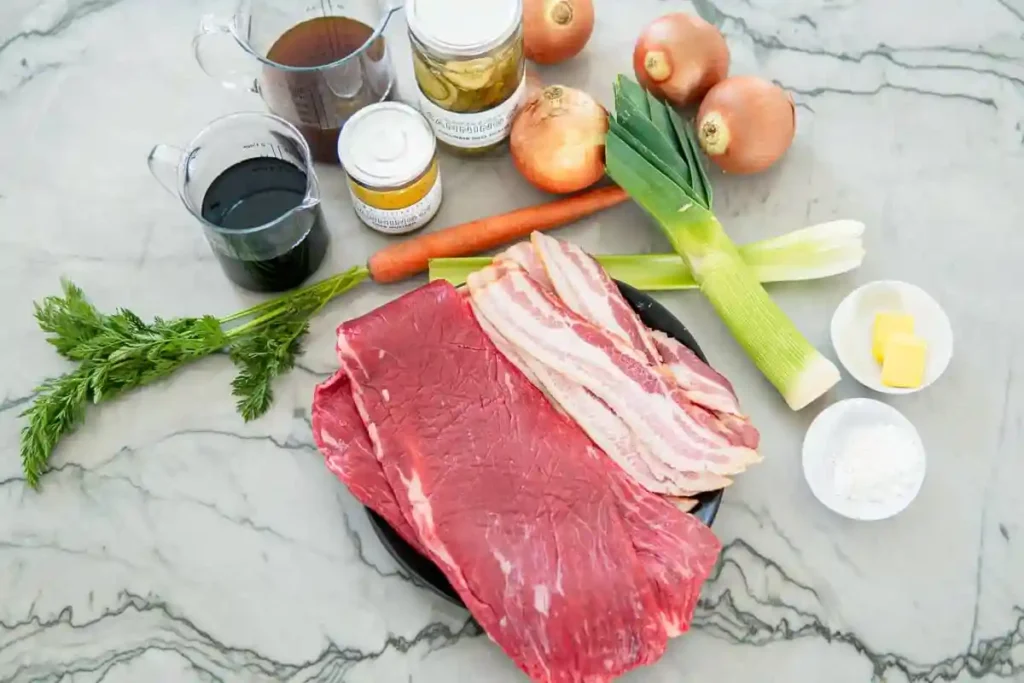 Zutaten für klassische Rinderrouladen mit Soße – Rinderrouladen Rezept nach Oma