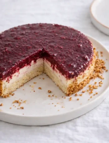 Himbeertorte Rezept mit Sahne – einfache Himbeer-Sahne-Torte mit Biskuitboden, cremiger Füllung und fruchtigem Himbeerbelag