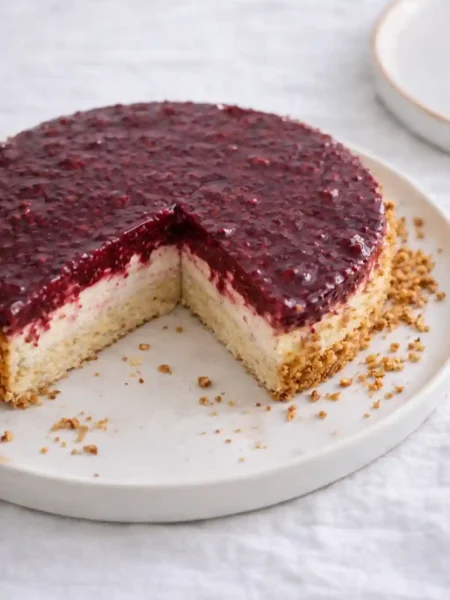 Himbeertorte Rezept mit Sahne – einfache Himbeer-Sahne-Torte mit Biskuitboden, cremiger Füllung und fruchtigem Himbeerbelag