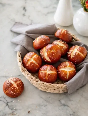 Laugenbrötchen Rezept – frisch gebackene Laugenbrötchen selber machen wie vom Bäcker mit grobem Salz