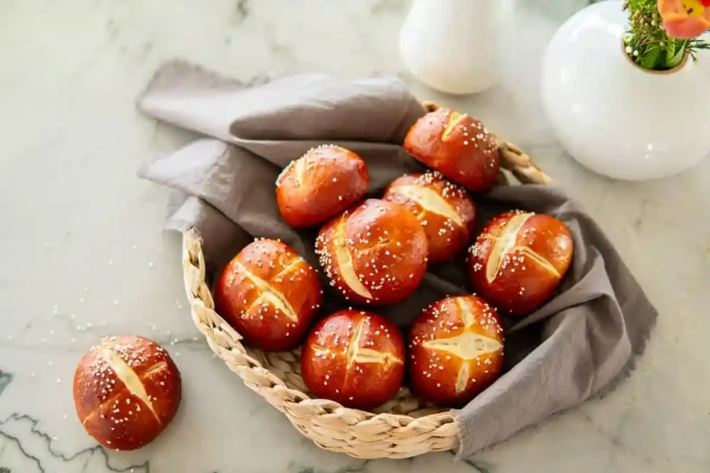 Laugenbrötchen Rezept – frisch gebackene Laugenbrötchen selber machen wie vom Bäcker mit grobem Salz