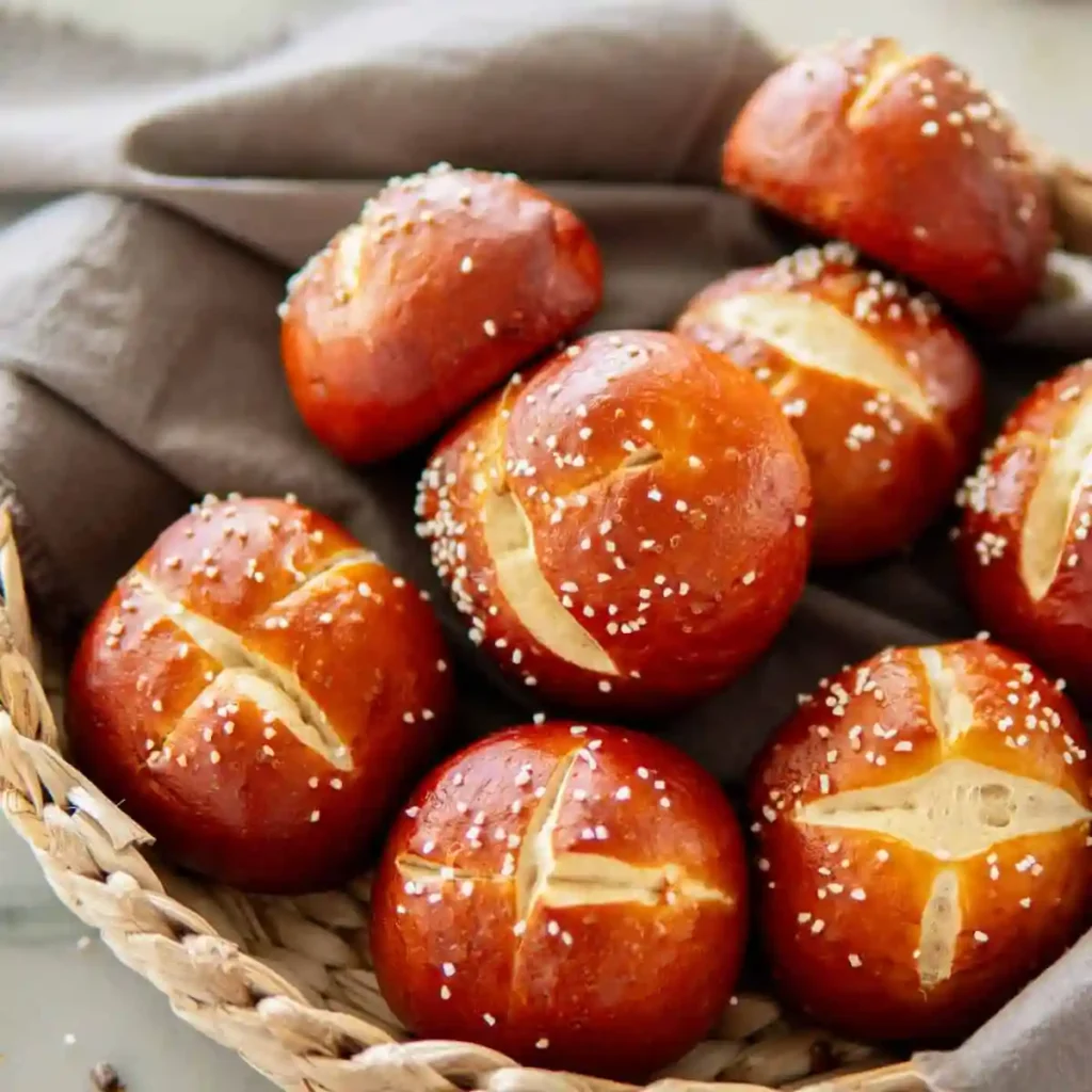 Laugenbrötchen Rezept – goldbraune Laugenbrötchen selber machen mit grobem Salz wie vom Bäcker
