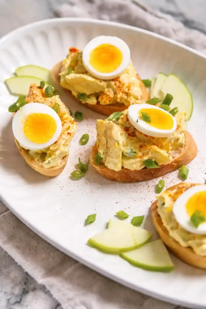 Omas Eiersalat DDR Rezept mit Mayonnaise und Joghurt auf Baguette – klassischer Eiersalat mit Schnittlauch und Apfel