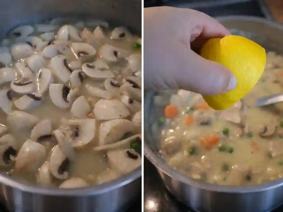 Hühnerfrikassee abschmecken mit Zitrone – Original Hühnerfrikassee DDR Rezept wie bei Oma