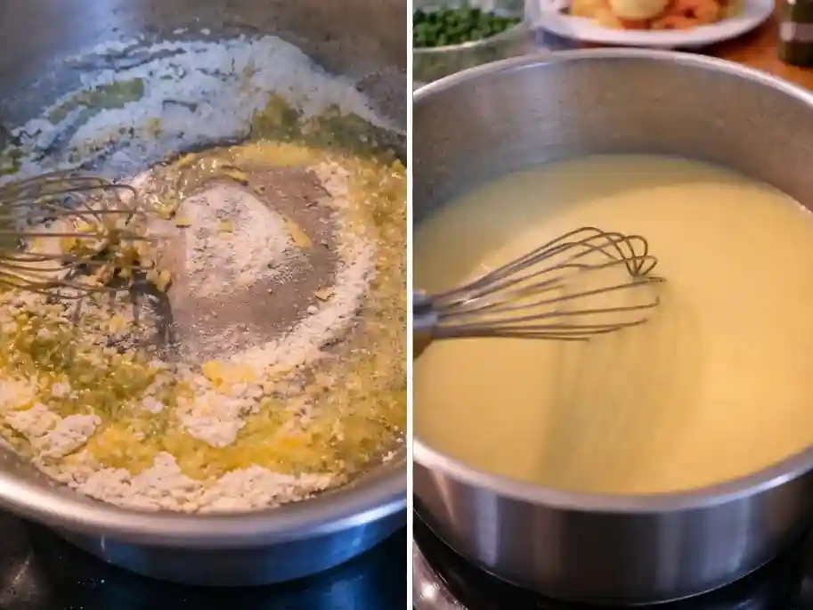 Mehlschwitze und helle Soße für Original Hühnerfrikassee DDR Rezept wie bei Oma zubereiten
