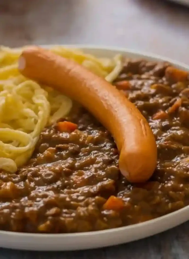 Original Schwäbische Linsen mit Spätzle nach Omas Rezept mit Würstchen traditionell serviert