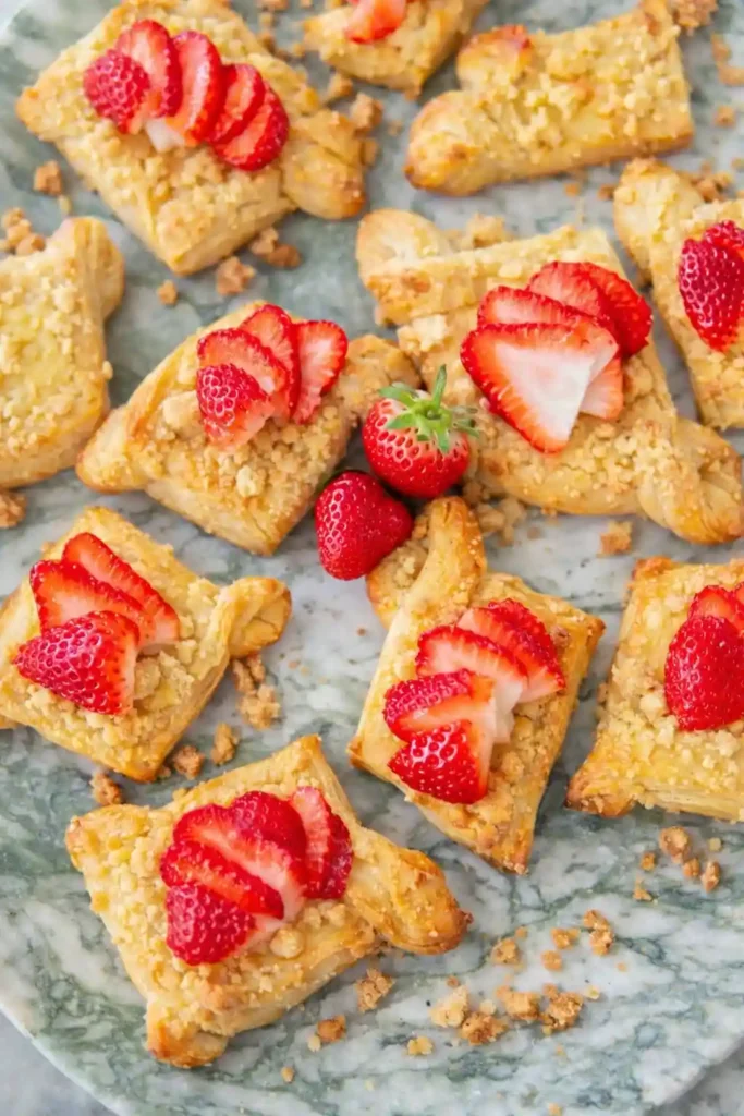 Plunderteig Rezept – Erdbeer Plunder Teilchen aus Plunder Croissant Teig selber machen