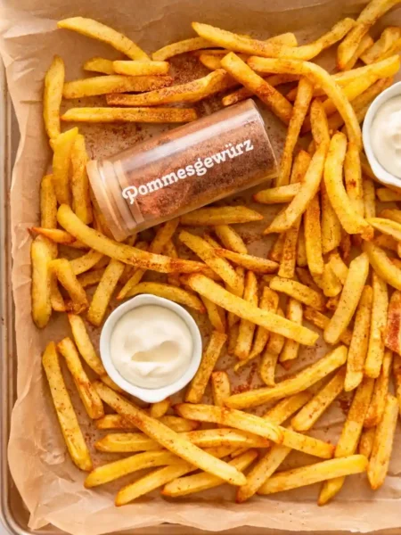 Pommes Gewürz selber machen wie beim Imbiss – gewürzte Pommes mit selbst gemachtem Pommesgewürz auf Backblech