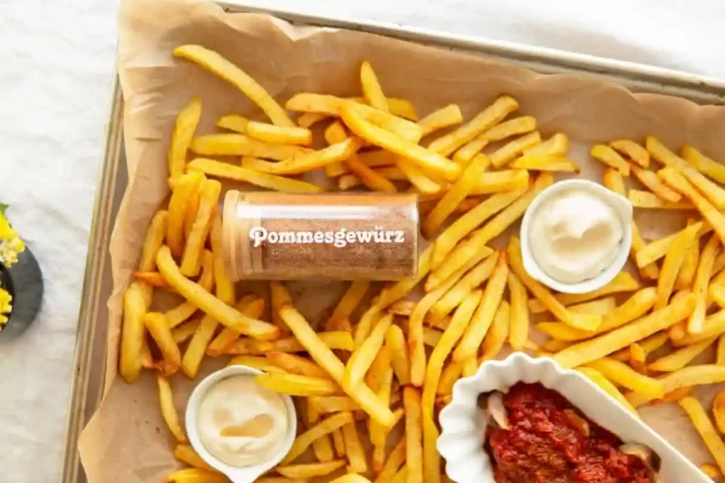 Pommes Gewürz selber machen wie beim Imbiss – knusprige gewürzte Pommes mit selbst gemachtem Pommesgewürz und Dips