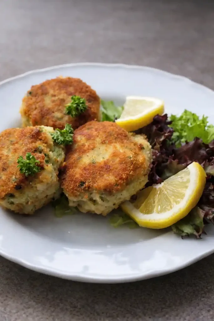 Fischfrikadellen Rezept DDR – knusprige Fischbuletten mit Zitrone und Salat