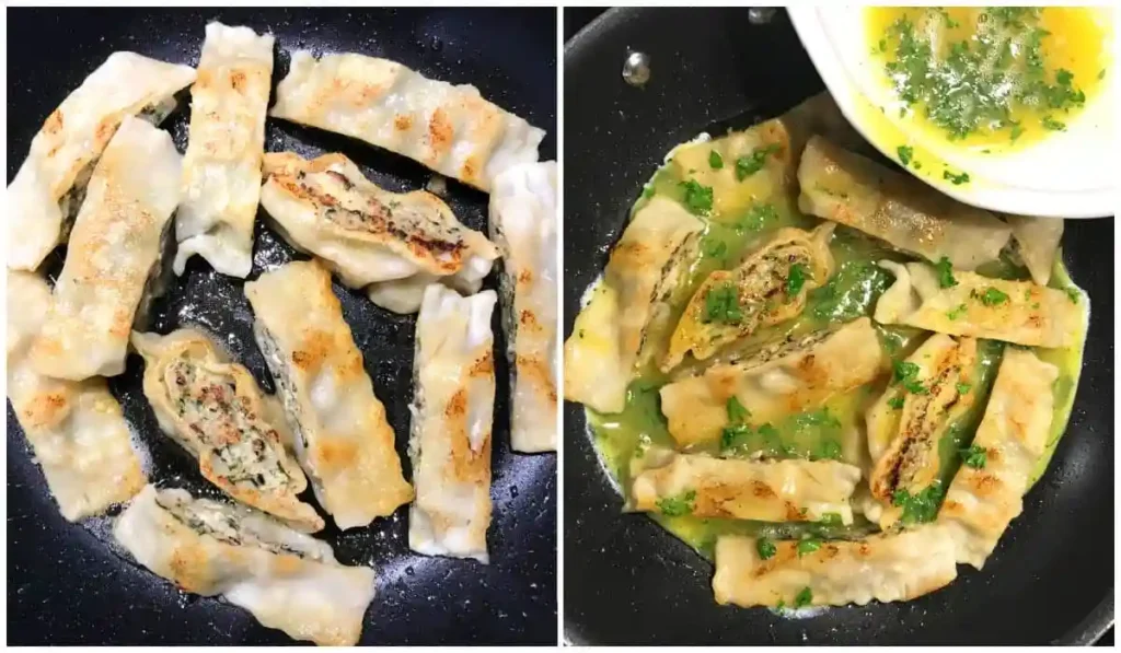 Maultaschen in der Pfanne anbraten und mit Ei übergießen – Schritt für Schritt Maultaschen Pfanne mit Ei zubereiten