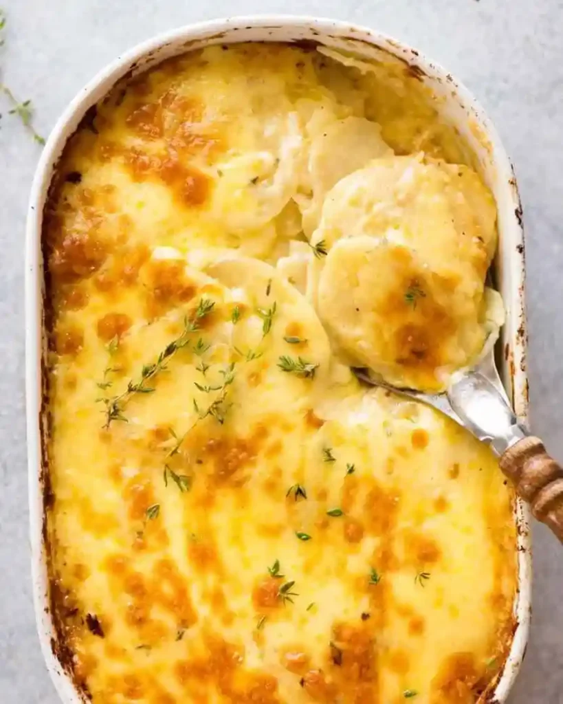 Kartoffelgratin Rezept klassisch mit Frischkäse – cremiges Kartoffelgratin einfach im Ofen überbacken