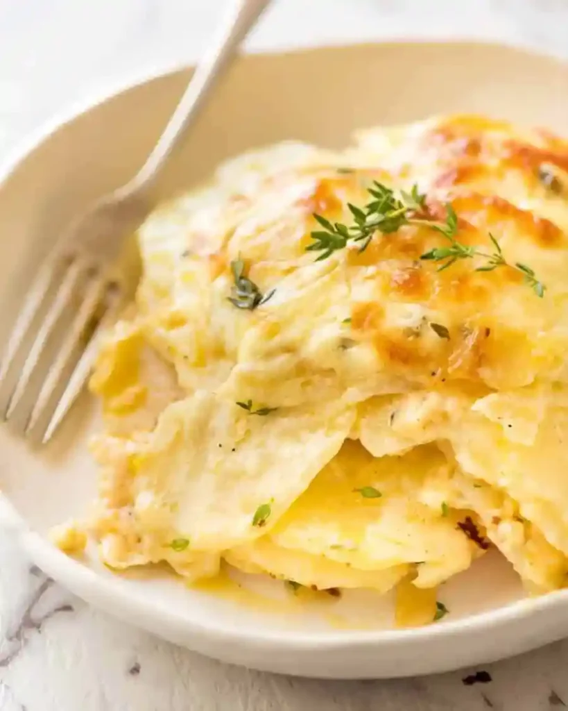Kartoffelgratin Rezept klassisch mit Frischkäse – cremiges Kartoffelgratin einfach mit goldbrauner Käsekruste