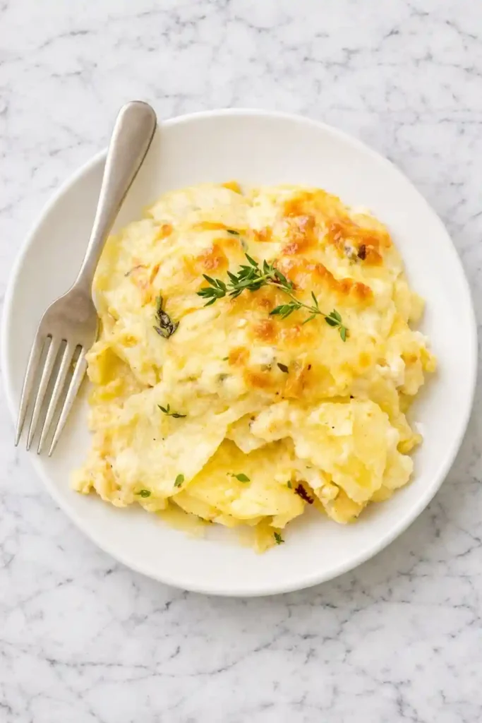 Kartoffelgratin Rezept klassisch mit Frischkäse – cremiges Kartoffelgratin einfach mit goldbrauner Käsekruste