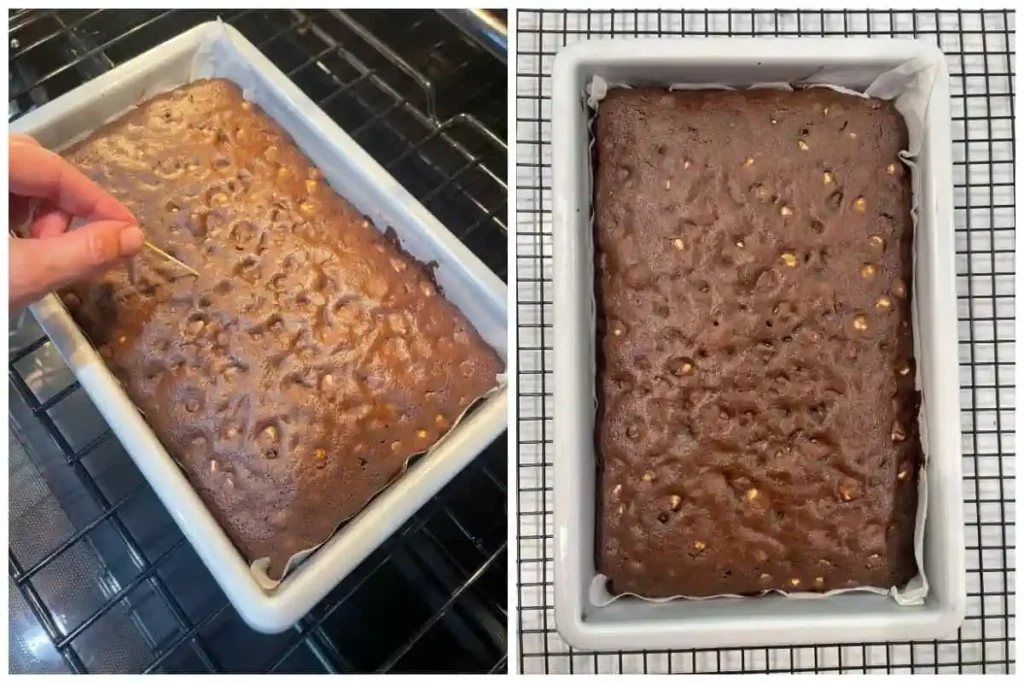 Frisch gebackenes Berliner Brot nach Omas Rezept wird mit Stäbchen getestet und abgekühlt