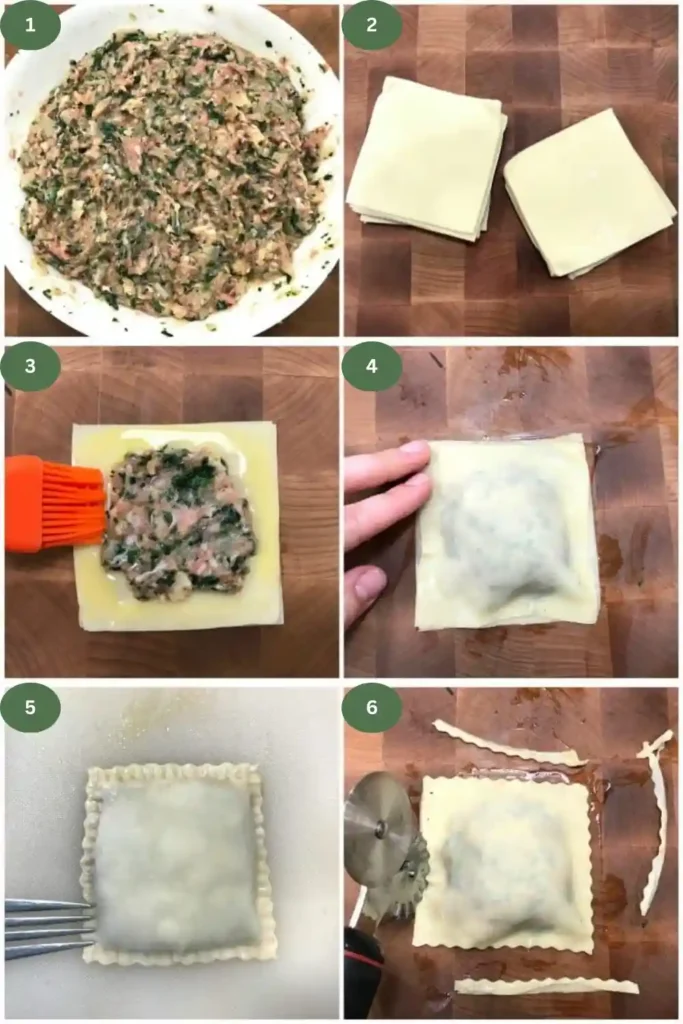 Schritt für Schritt schwäbische Maultaschen selber machen – Maultaschen füllen und Teig verschließen nach Omas Maultaschen Rezept