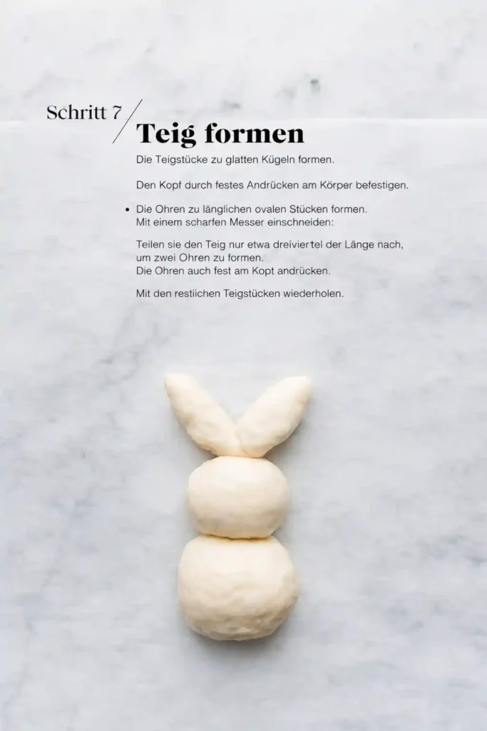 Osterhasen aus Hefeteig formen – Hasen formen Rezept mit Kopf, Körper und Ohren aus Hefeteig